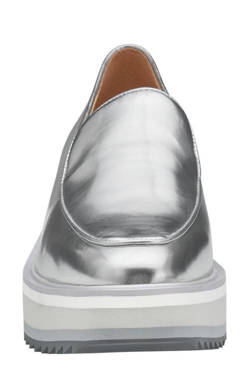 Johnston & Murphy Gracelyn Venetian Platform Loafer In Silver Italian Metallic