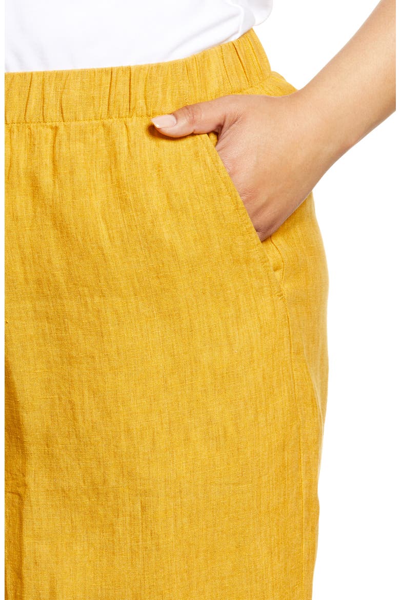 Organic Linen Crop Wide Leg Pants, Alternate, color, MARIGOLD