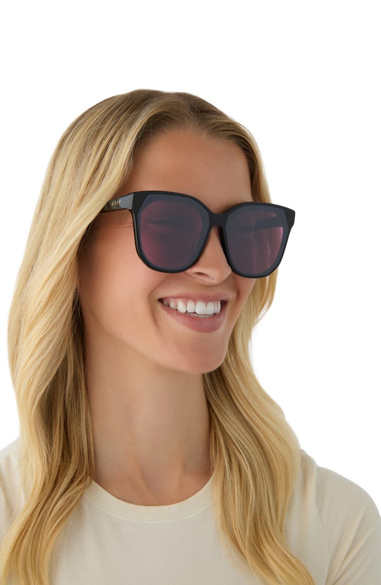 DIFF Gia 62mm Oversize Square Sunglasses, Alternate, color, Aubergine With Silver Flash
