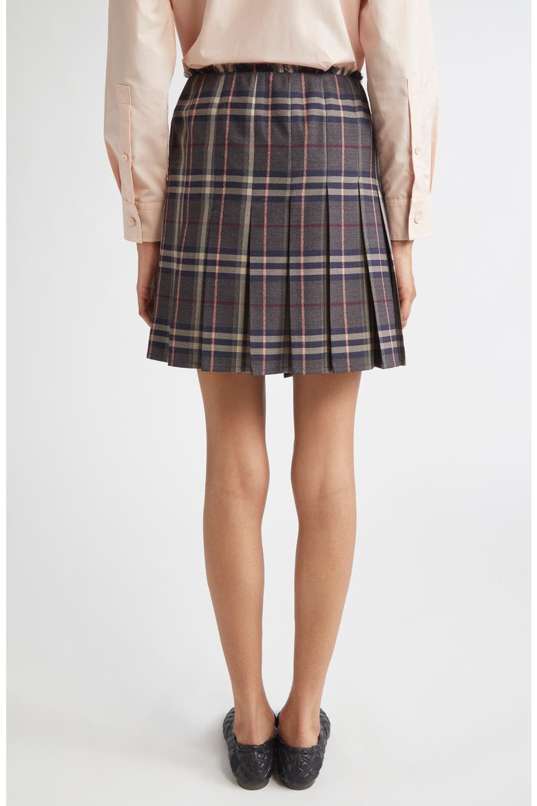 Check Pleated Wool Skirt, Alternate, color, FIG/ BLACK AMETHYST
