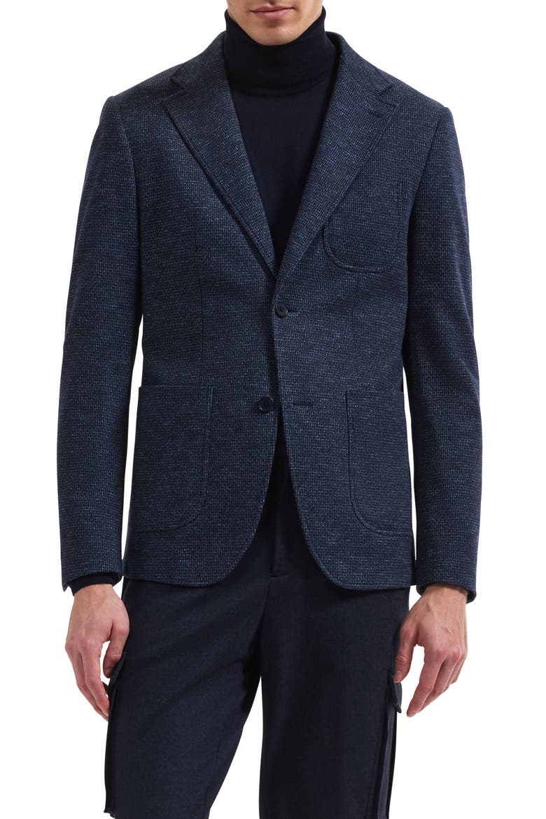 Cotton and Wool Blazer, Main, color, NAVY