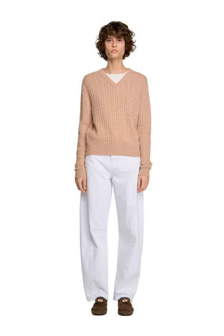 2-in-1 cable knit sweater, Main, color, Beige