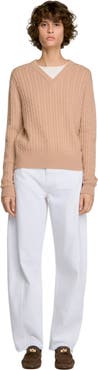 SANDRO 2-in-1 cable knit sweater