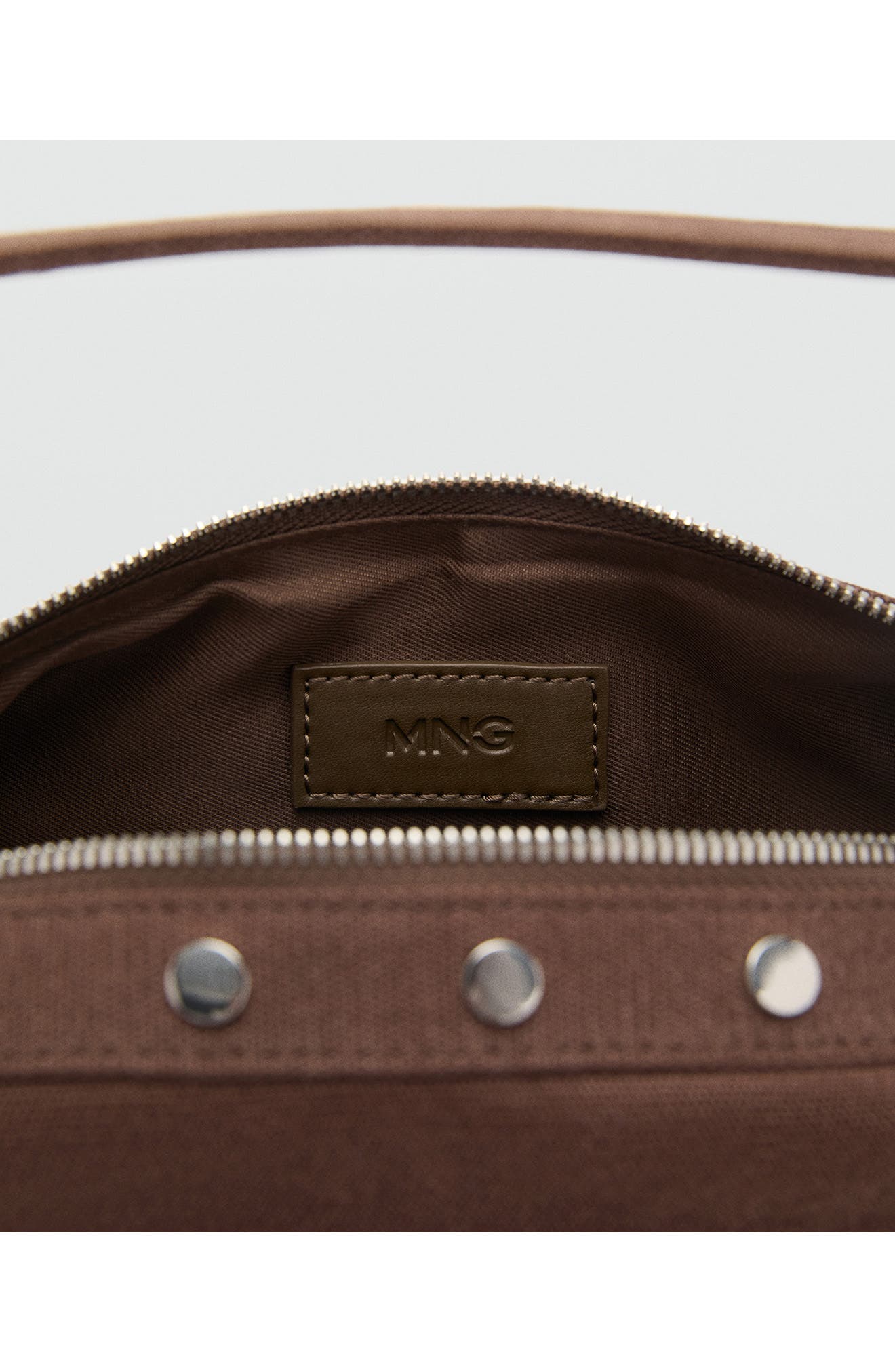 MANGO Studded Cotton Canvas Shoulder Bag, Alternate, color, 