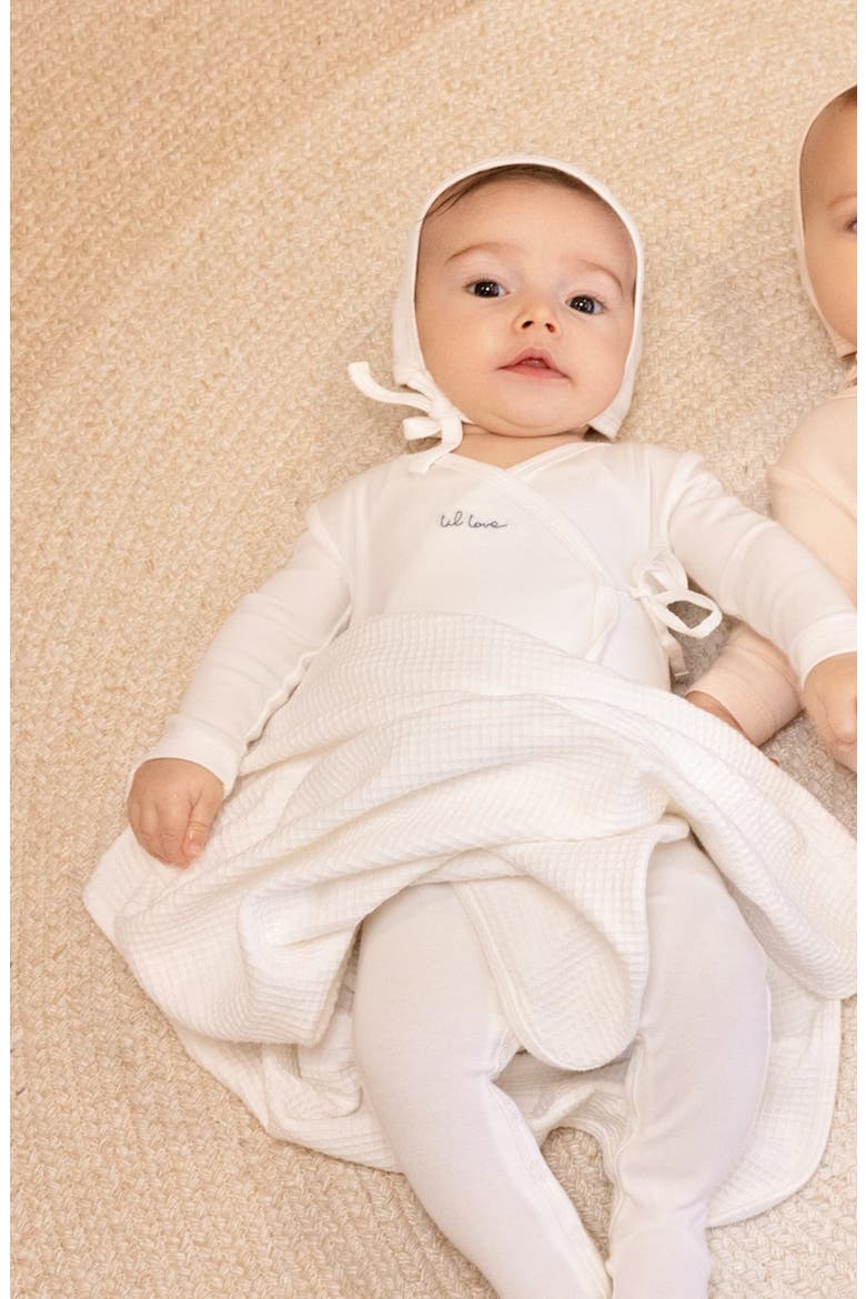 Lil Love Embroidered Wrap Footie and Bonnet, Alternate, color, Dusty Pink