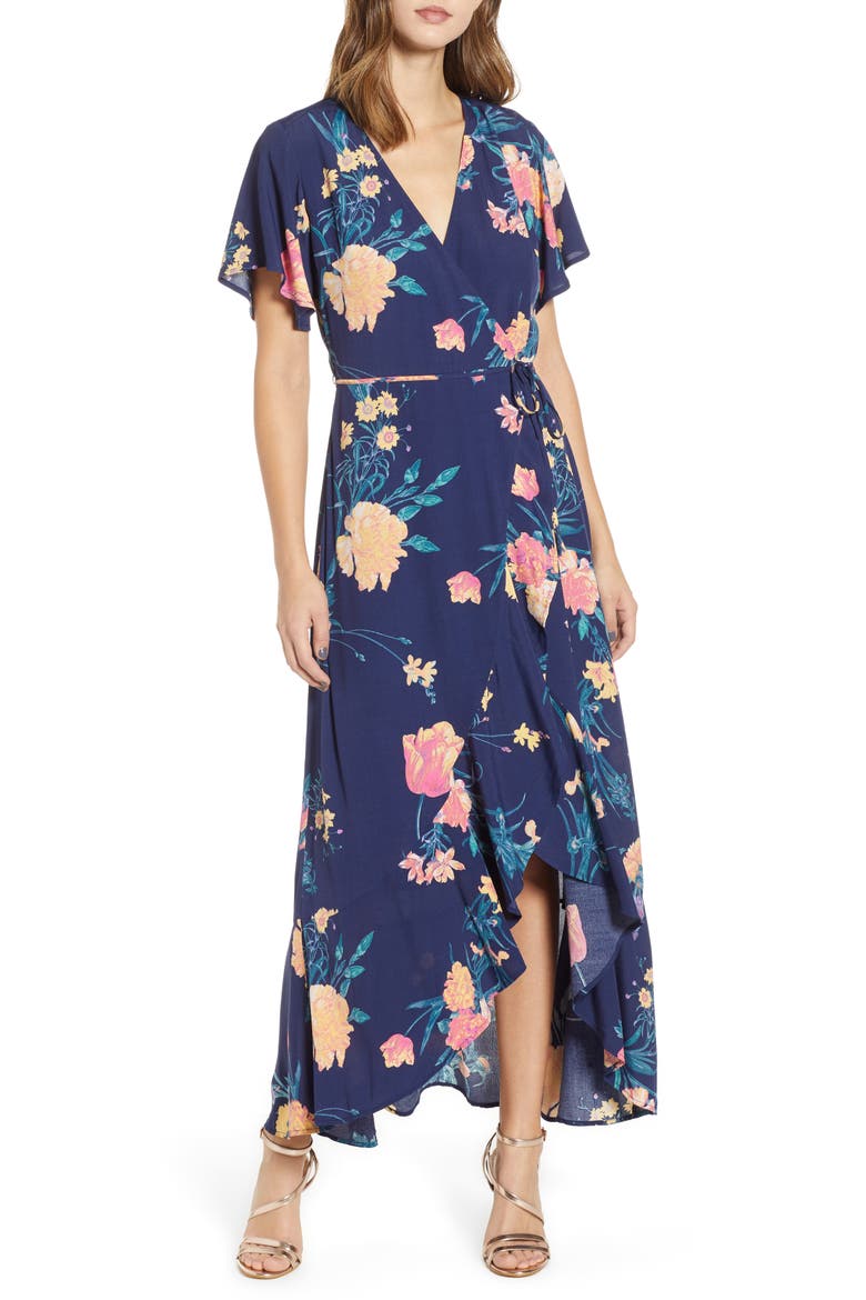 Long Languid Dress, Main, color, NAVY PEACOAT ROMANTIC BLOOMS
