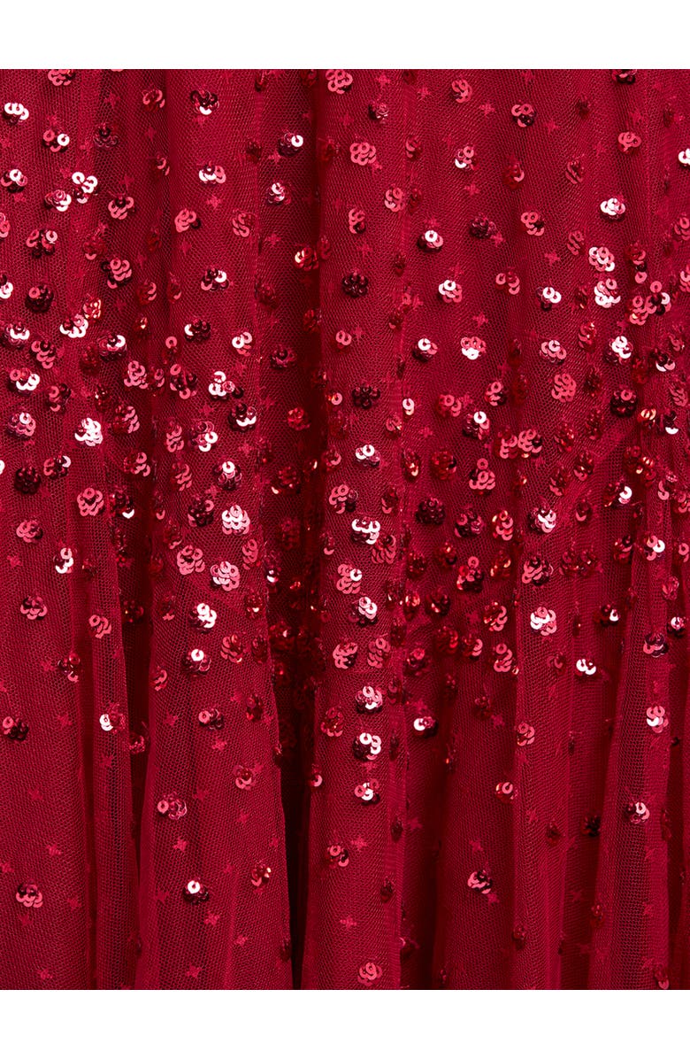 Needle & Thread Scallop Sequin Round Neck Maxi Dress, Alternate, color, Red