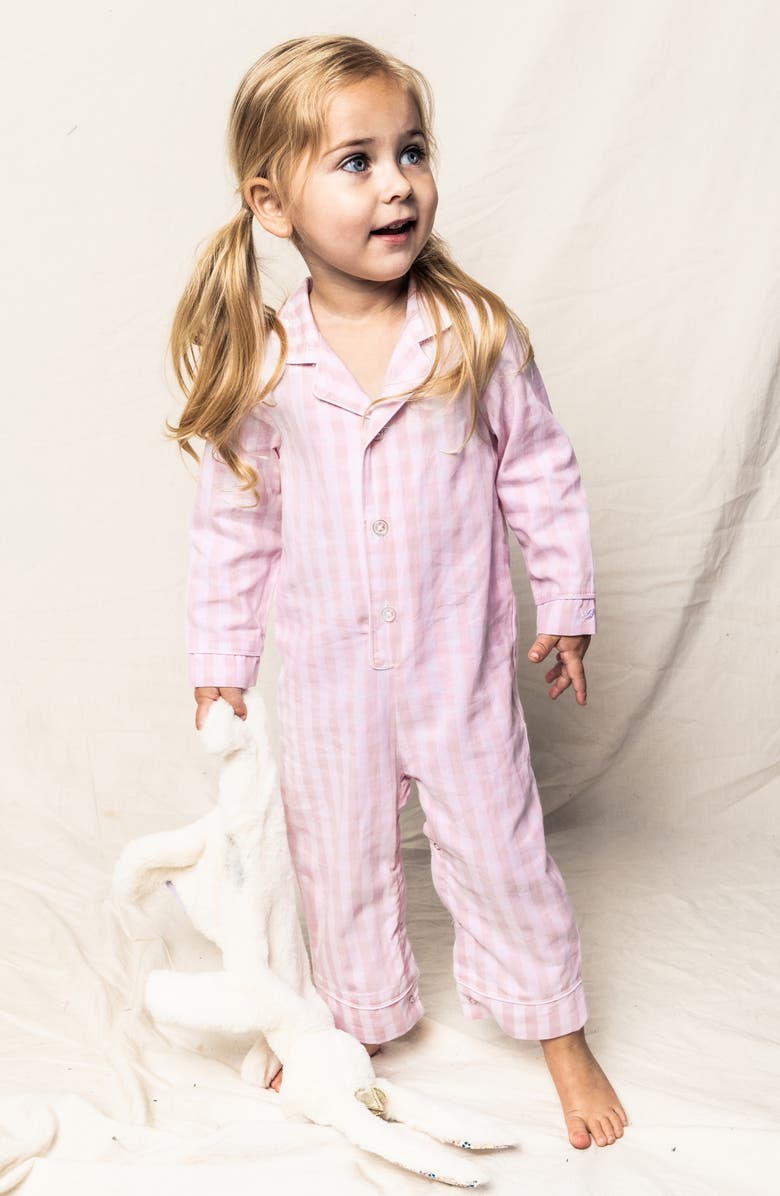 Petite Plume Gingham One-Piece Pajamas, Alternate, color, Pink
