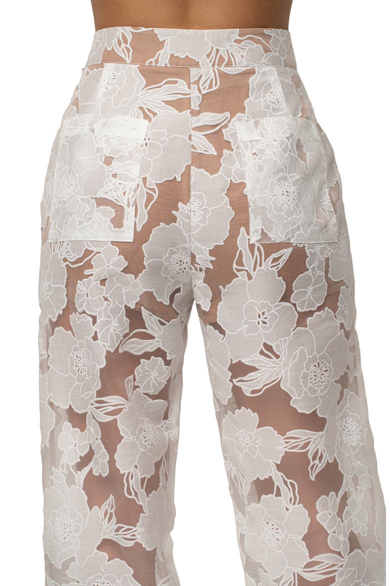 Floral Organza Pants, Alternate, color, IVORY