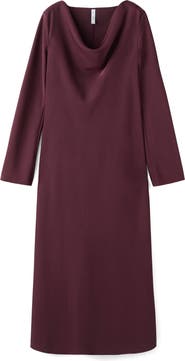 MANGO Cowl Neck Long Sleeve Dress