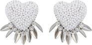 Deepa Gurnani Danika Beaded Fringe Heart Stud Earrings