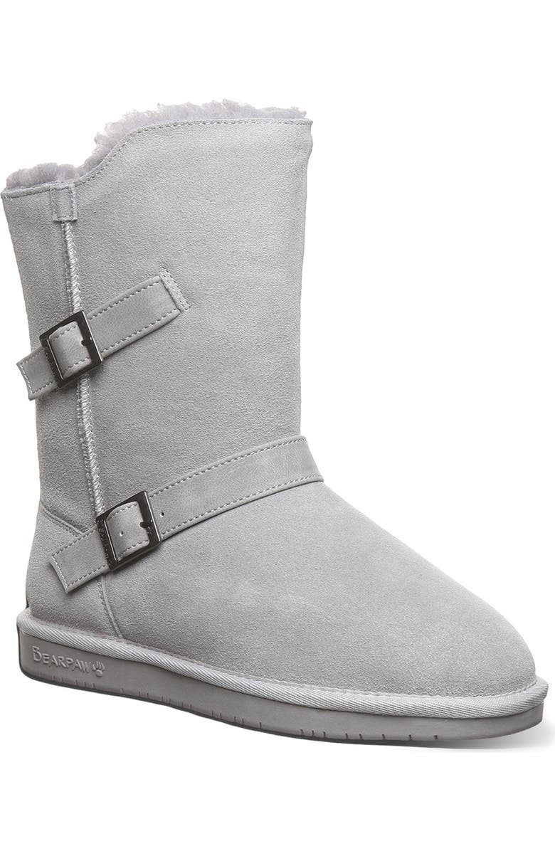 BEARPAW Valerie Faux Shearling Lined Boot, Main, color, Gray Fog