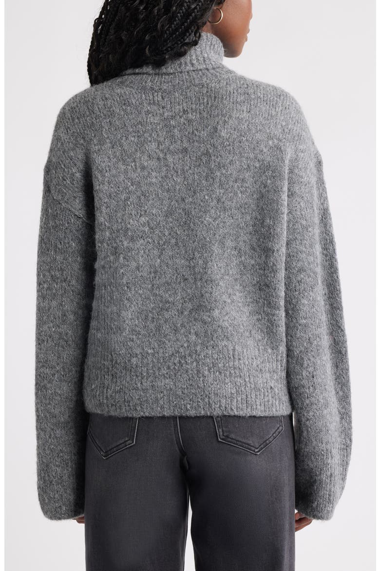 Fuzzy Turtleneck Sweater, Alternate, color, GREY
