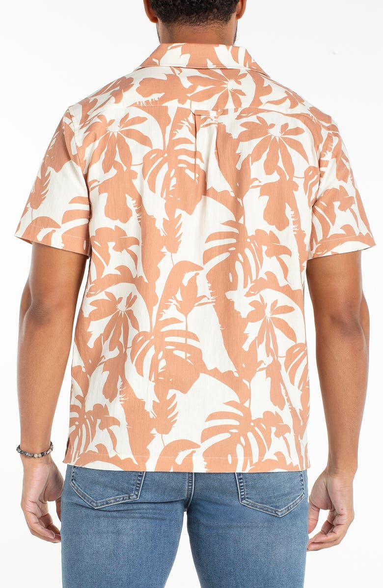 Liverpool Los Angeles Tropical Print Cotton & Linen Camp Shirt, Alternate, color, Clay Multi