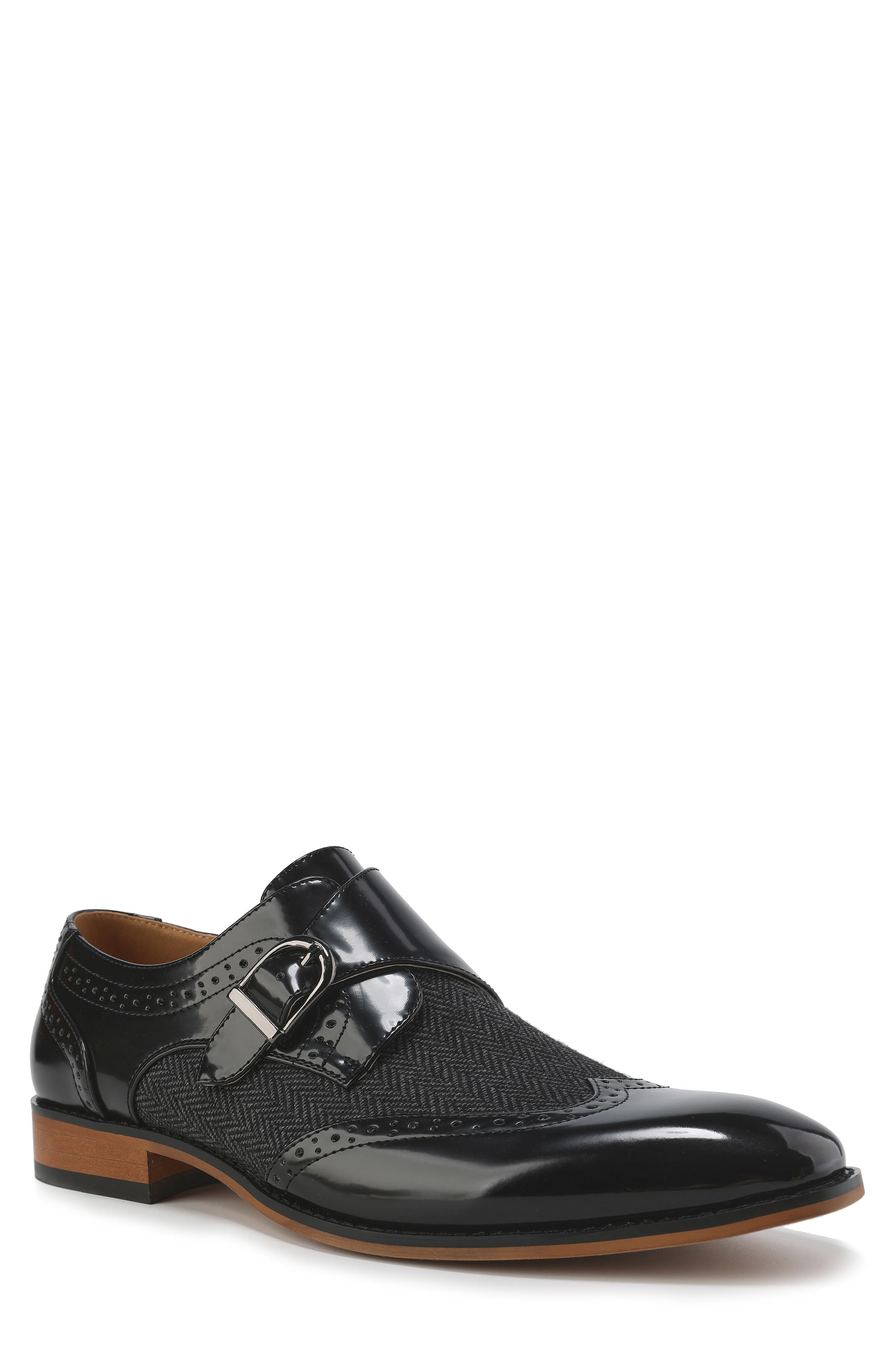 Gino Vitale Monk Strap Herringbone Dress Shoe