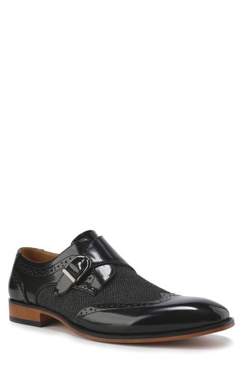 Monk Strap Herringbone Dress Shoe (Men)