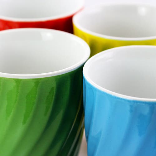 Mr Coffee Color Delight 6 Piece 10 Ounce Stoneware Mugs With Metal Stand In Multi