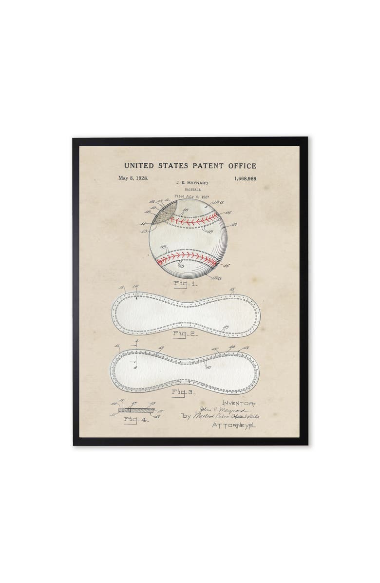 Antique Curiosities Baseball Patent in Black Frame, Main, color, Multi