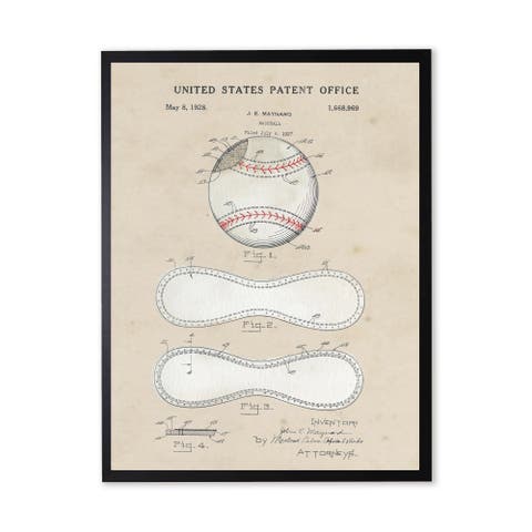 Baseball Patent in Black Frame