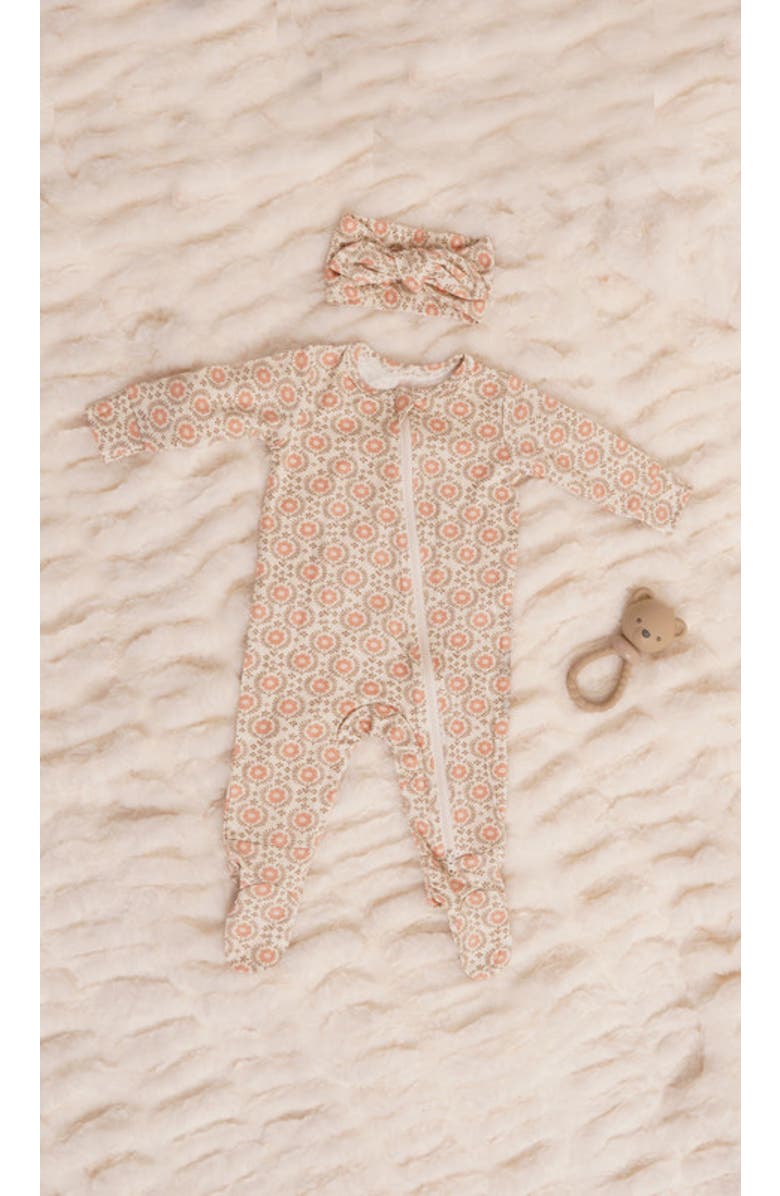 Everly Grey Jersey Long Sleeve Footie & Head Wrap Set, Alternate, color, Bohemian