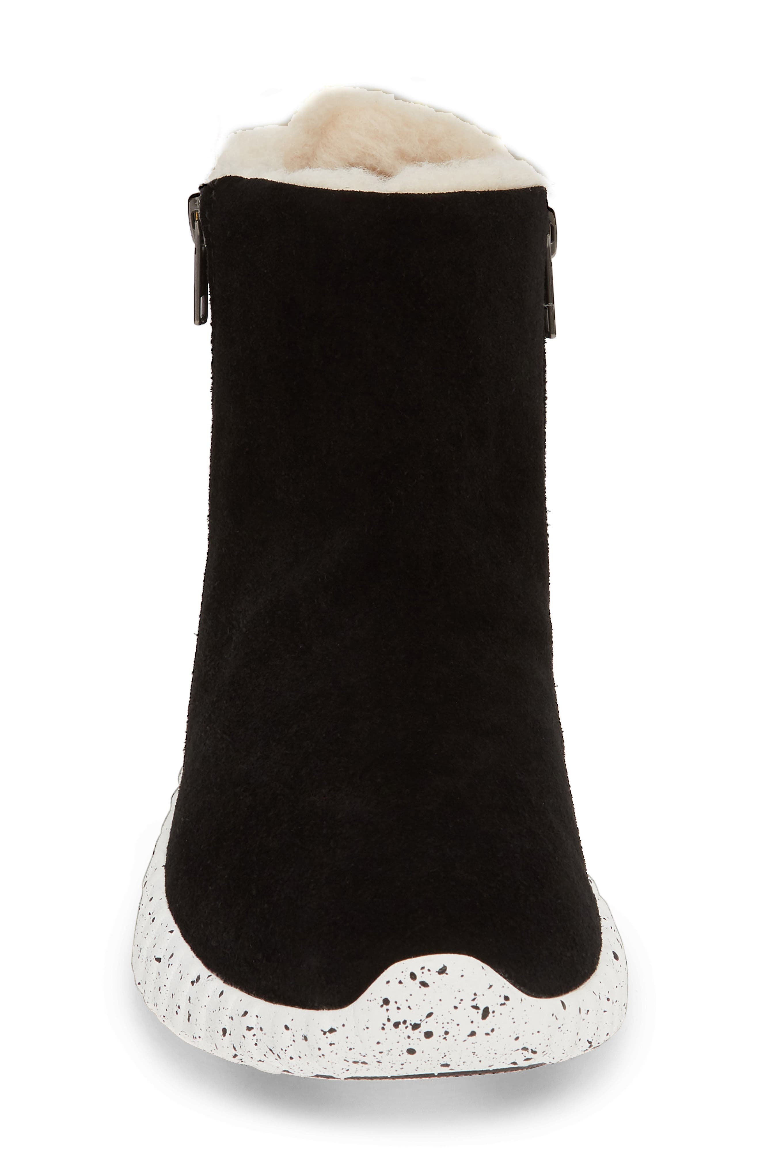 Kimberly Waterproof Genuine Shearling Lined Sneaker Bootie, Alternate, color, BLACK SUEDE