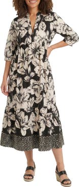 London Times Floral Empire Waist Midi Dress