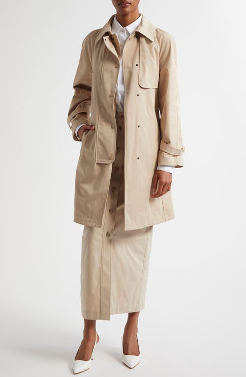 Emporio Armani Womens Pleat-front Button-down Cotton Maxi Skirt Rope In Beige