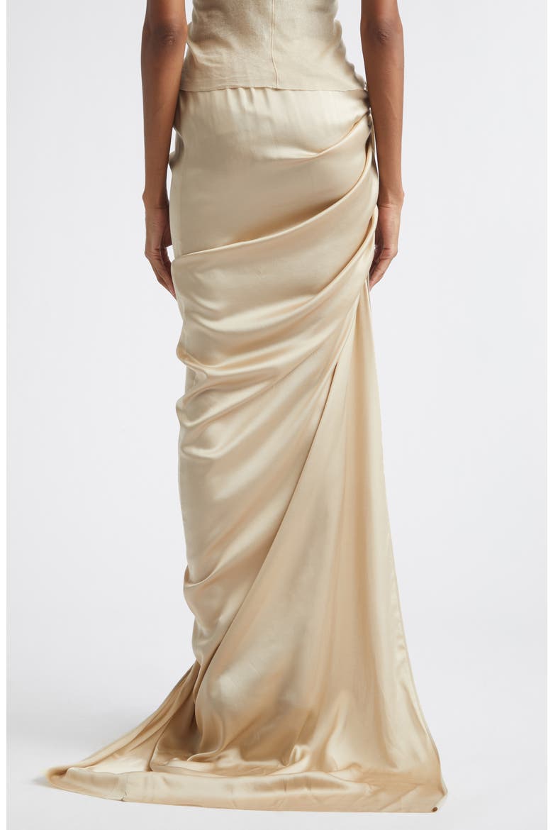 Edfu Ruched Satin Skirt, Alternate, color, SAND