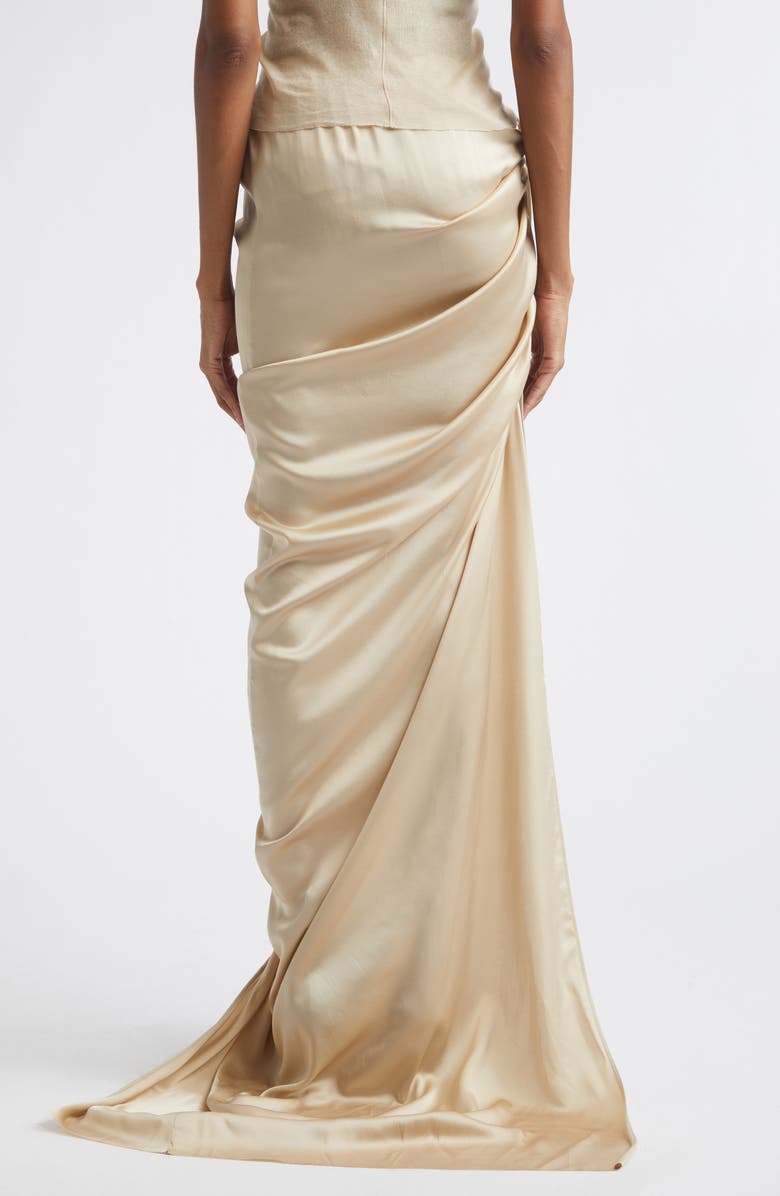 Rick Owens Edfu Ruched Satin Skirt, Alternate, color, Sand