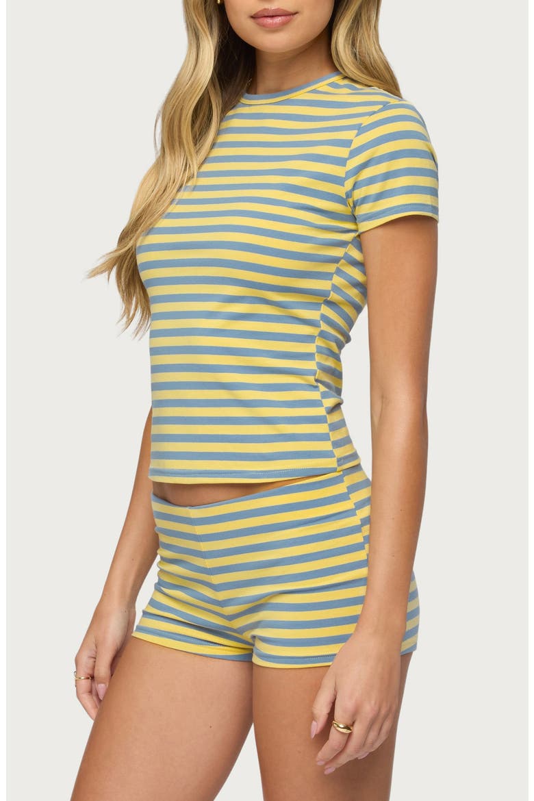 Isara Stripe Crop T-Shirt, Alternate, color, BLUE-AND-YELLOW