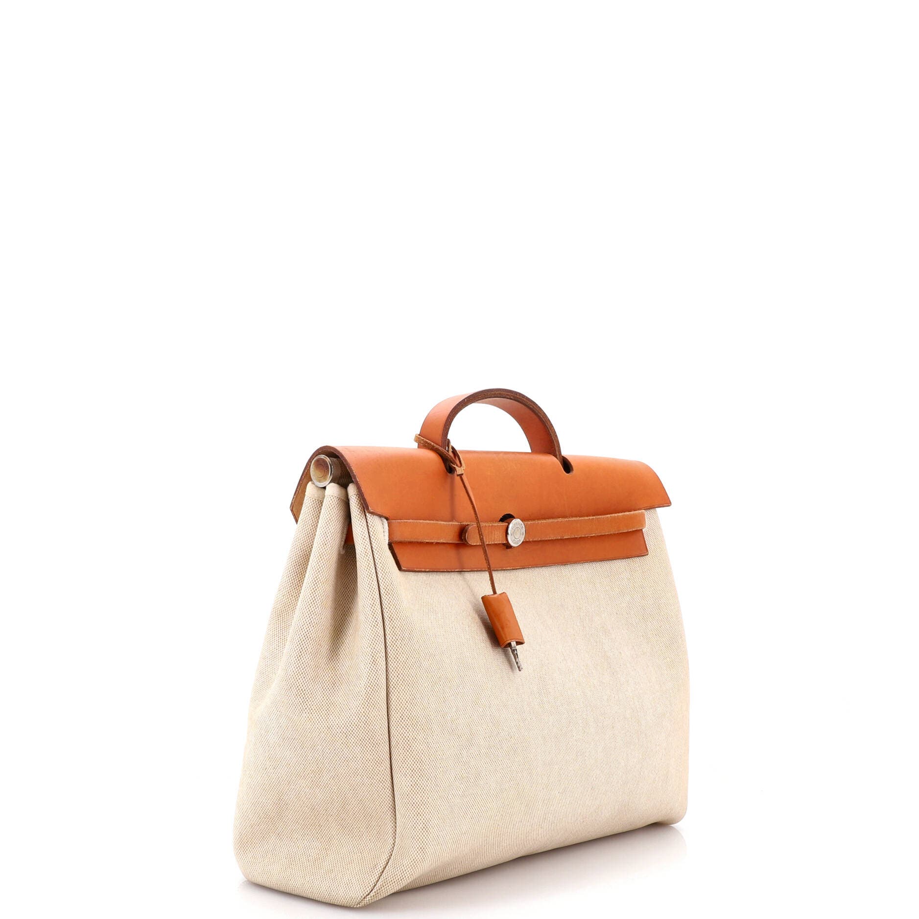 Pre-Owned Hermes Herbag Toile and Leather MM, Alternate, color, Ecru