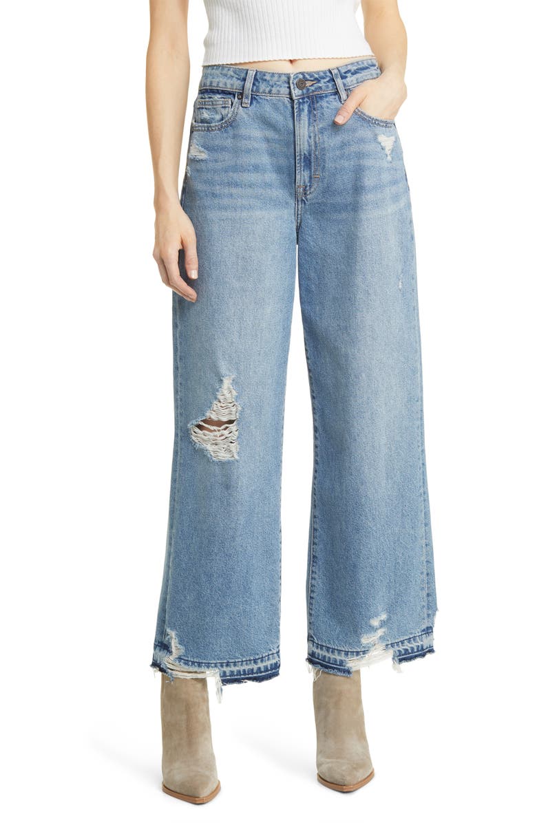 HIDDEN JEANS Nori Ripped High Waist Wide Leg Dad Jeans, Main, color, 