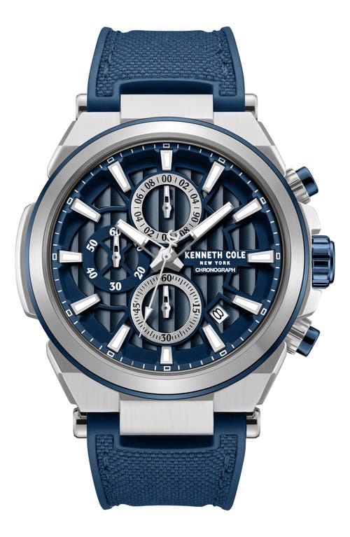 Kenneth Cole New York Blue Silicone Strap Watch, 42mm In Blue