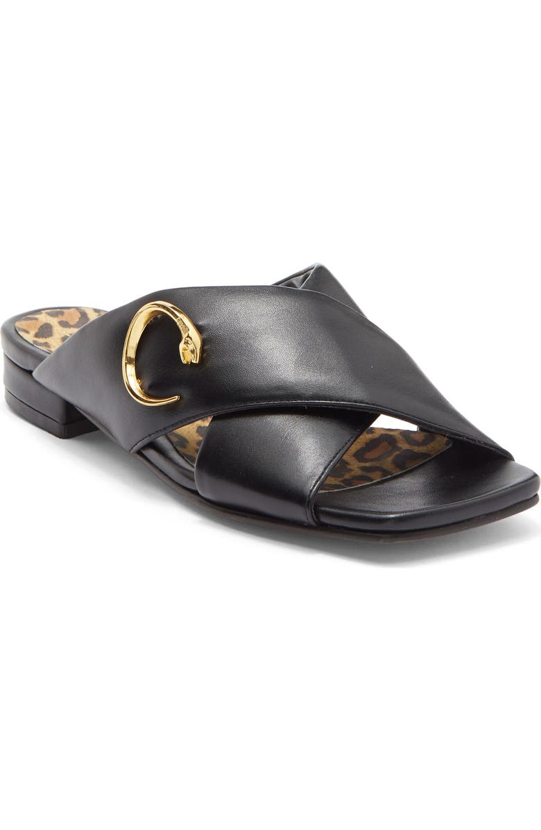 Roberto Cavalli Crisscross Slide Sandal, Main, color, Black