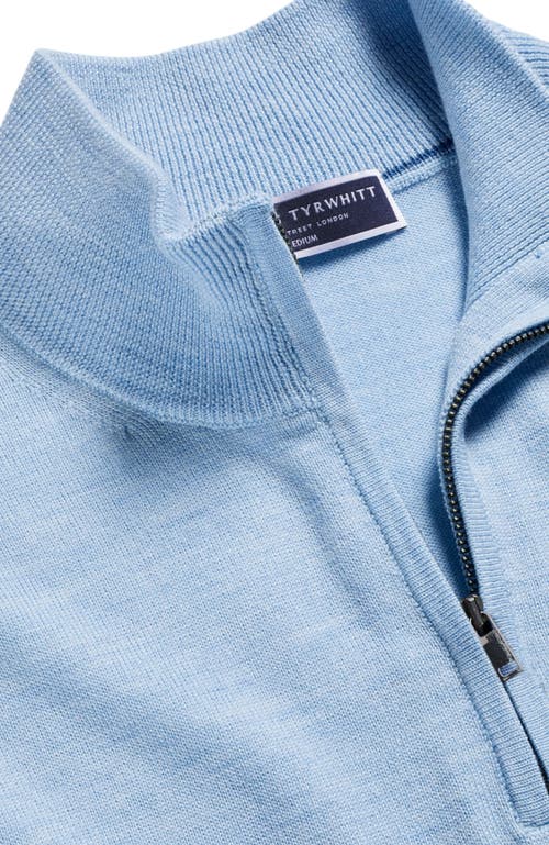 Shop Charles Tyrwhitt Merino Zip Neck Long Sleeve Sweater In Sky Blue