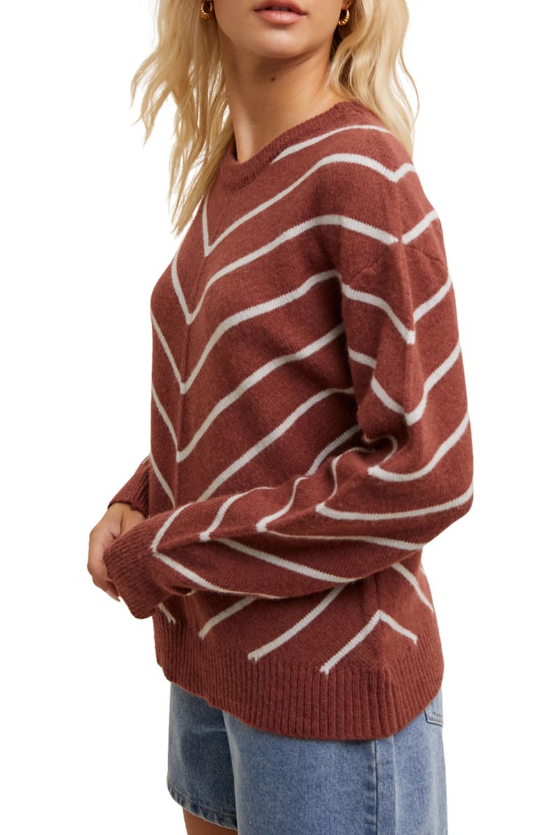 WISHLIST Chevron Knit Pullover Sweater, Alternate, color, Brick/ Grey