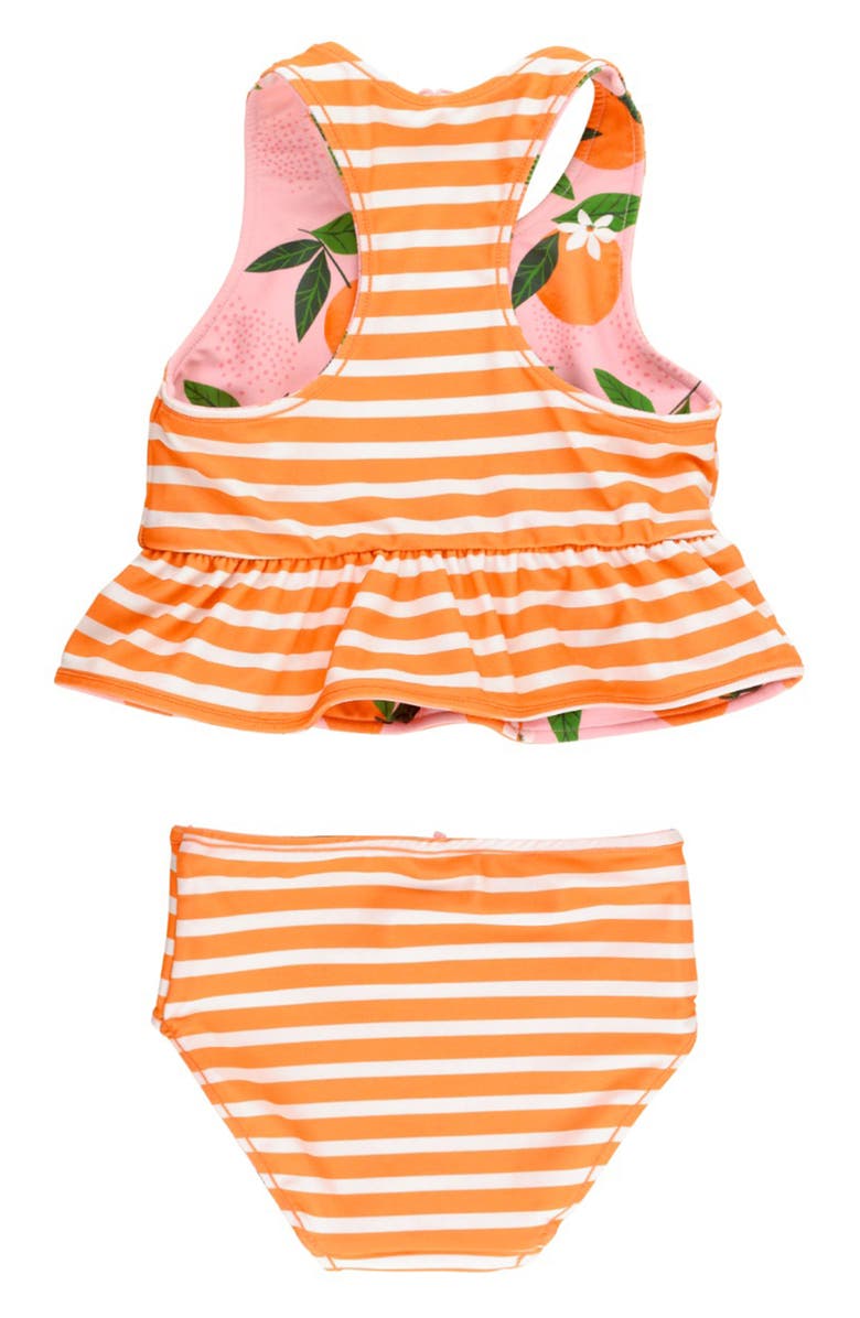 RuffleButts Kids' Orange You the Sweetest Reversible Two-Piece Swimsuit, Alternate, color, Pink