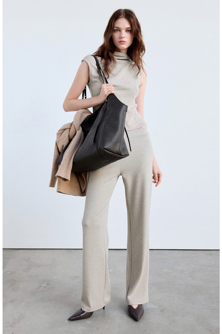Ribbed Straight Leg Trousers, Main, color, SAND