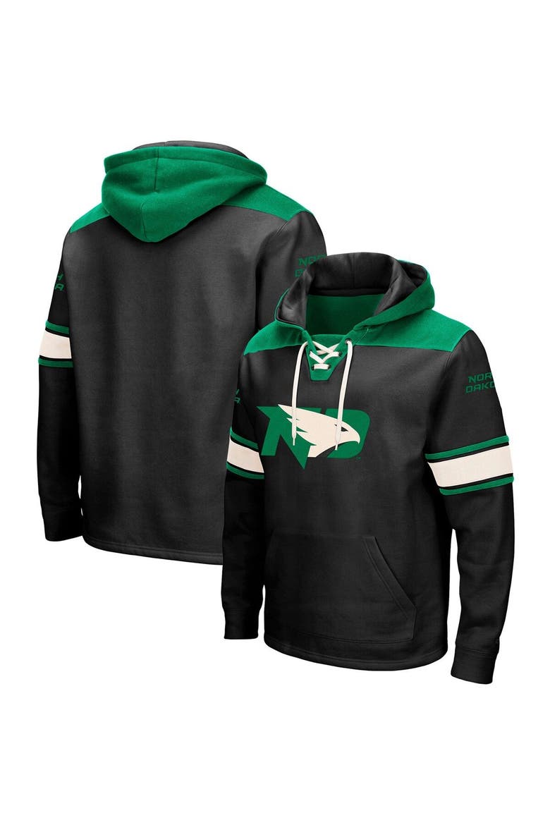 Men's Colosseum Black North Dakota 2.0 Lace-Up Pullover Hoodie, Main, color, Black