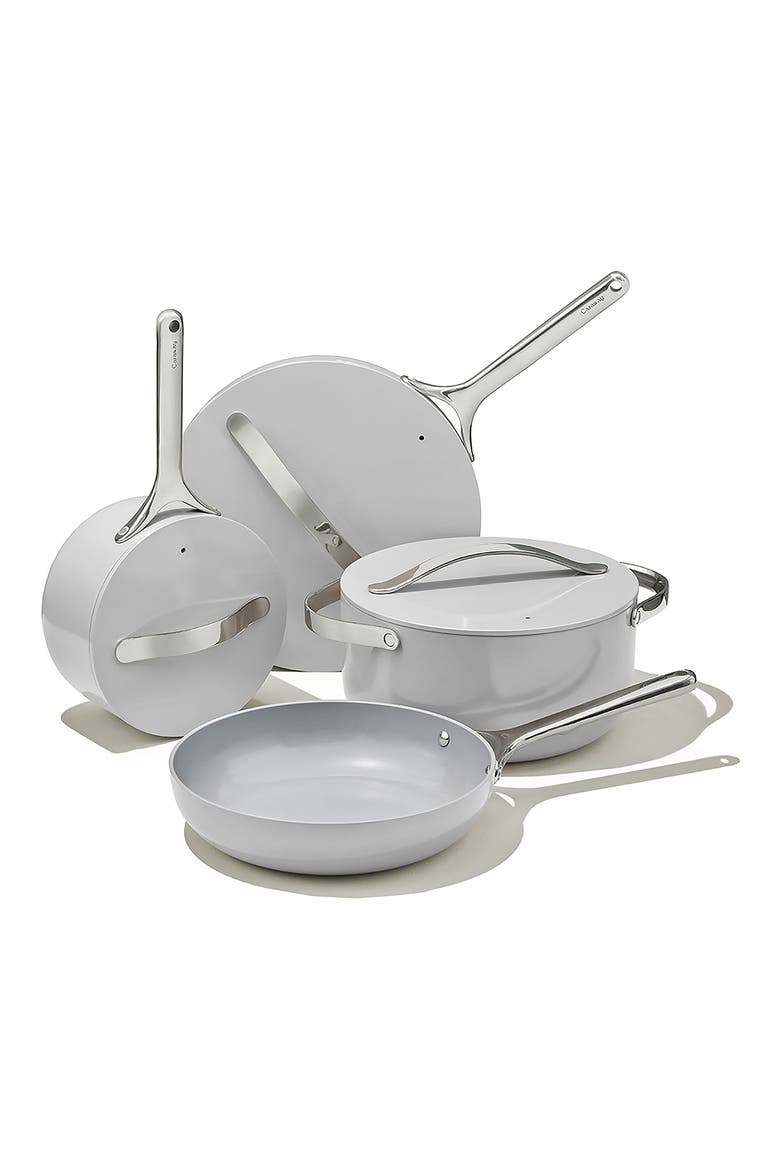 Non-Toxic Ceramic Non-Stick 7-Piece Cookware Set with Lid Storage, Main, color, GRAY