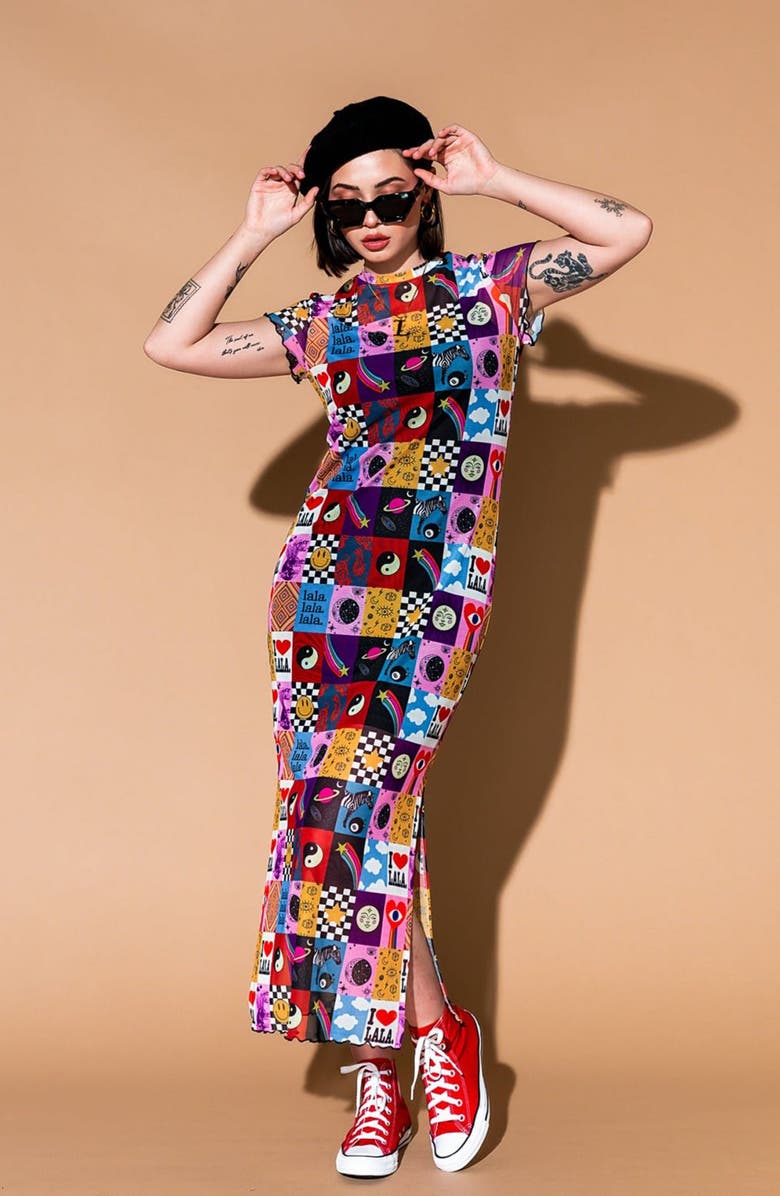 Dressed in Lala Patchwork Print Mesh Dress, Alternate, color, Lala World