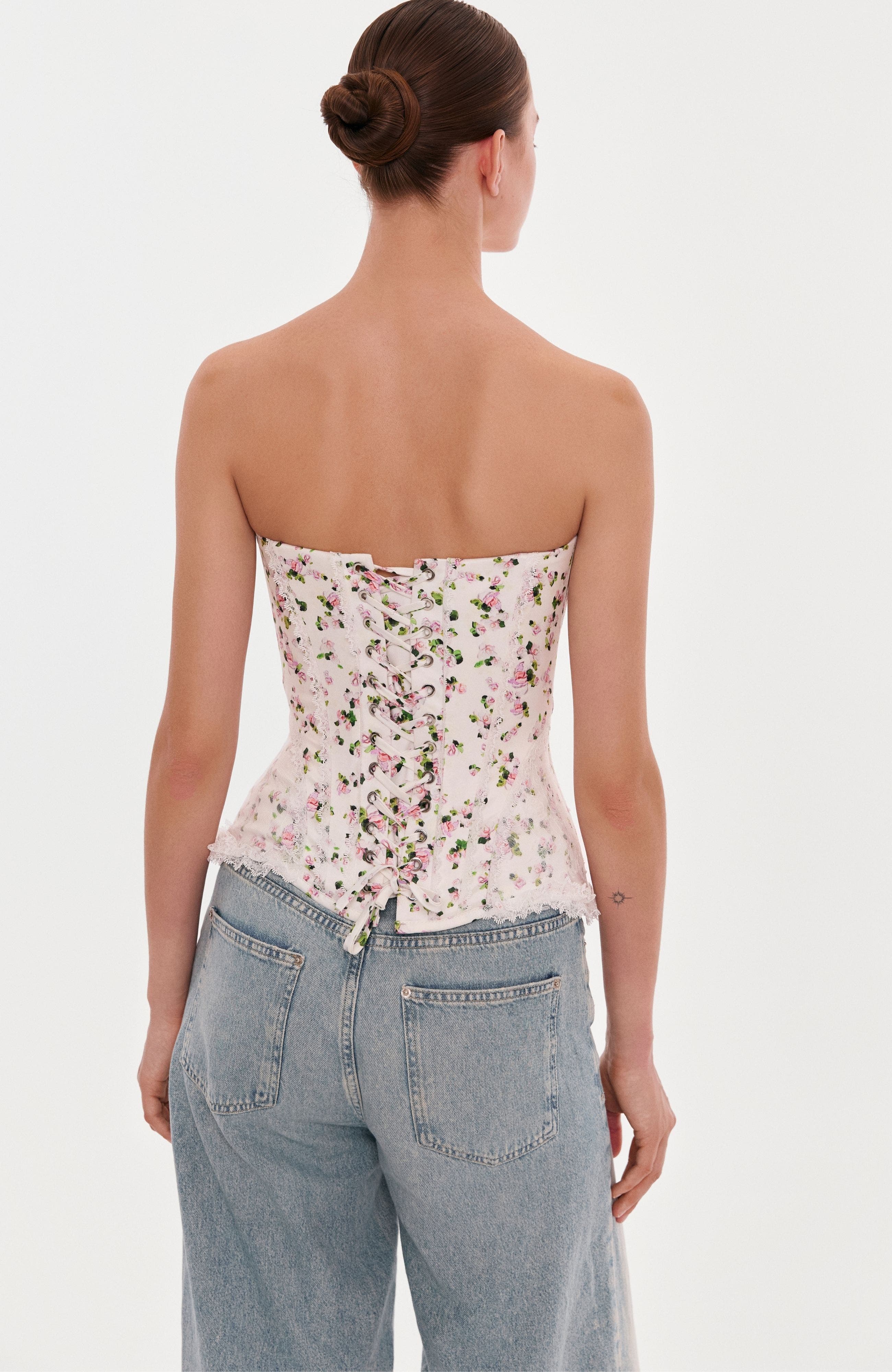 Structured Satin Corset Top With Rosebuds for Special Occasions - image 2