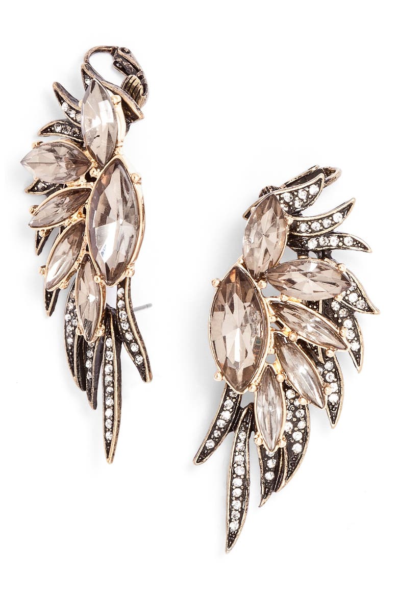 'Phoenix Wing' Ear Cuffs, Main, color, GRAY