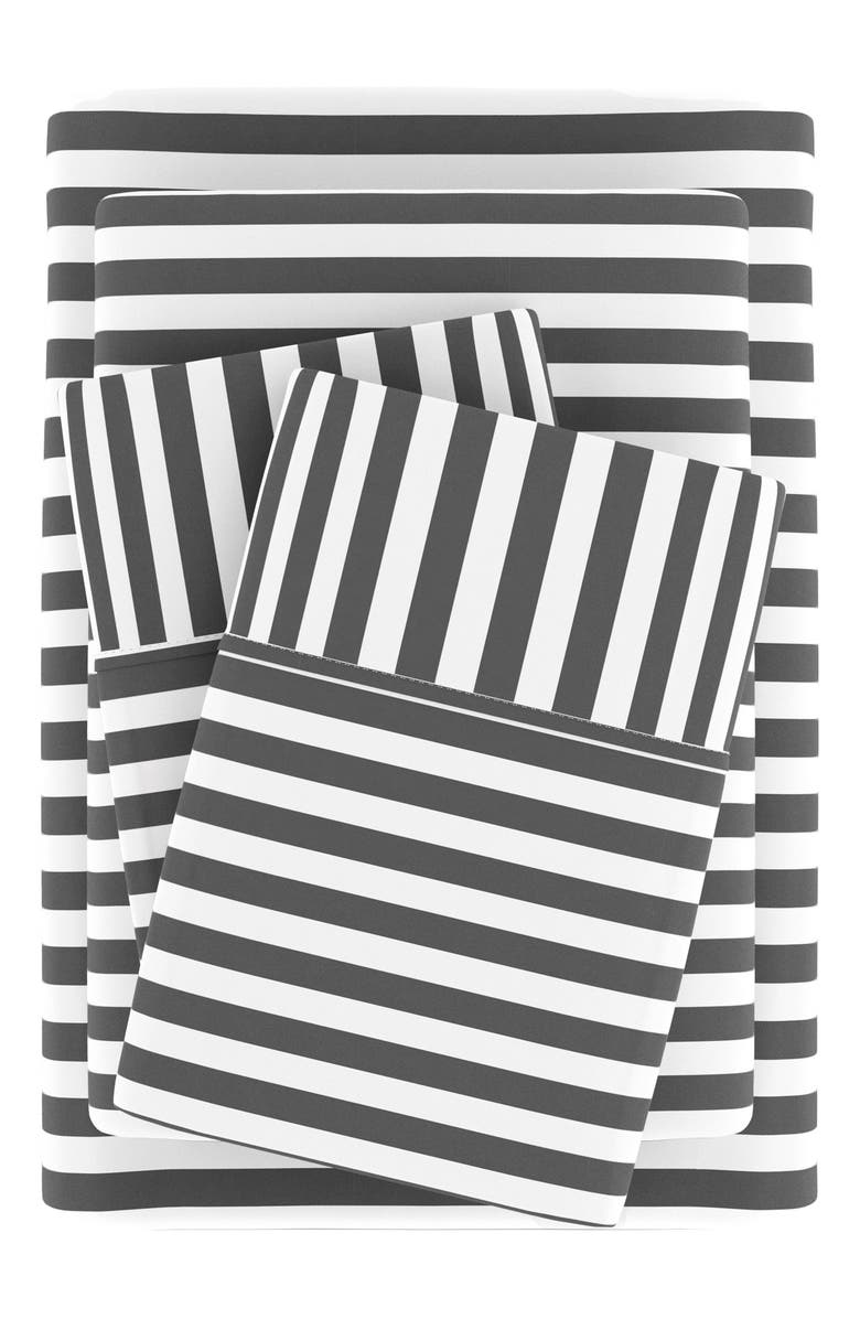 HOMESPUN HOME SPUN Premium Ultra Soft Ribbon Pattern 4-Piece Bed Sheet Set, Alternate, color, Gray