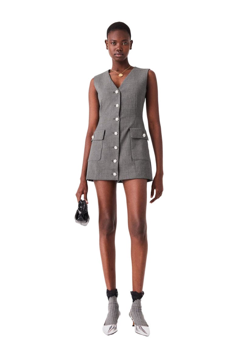 Jewel button tailored jumpsuit, Main, color, Grey