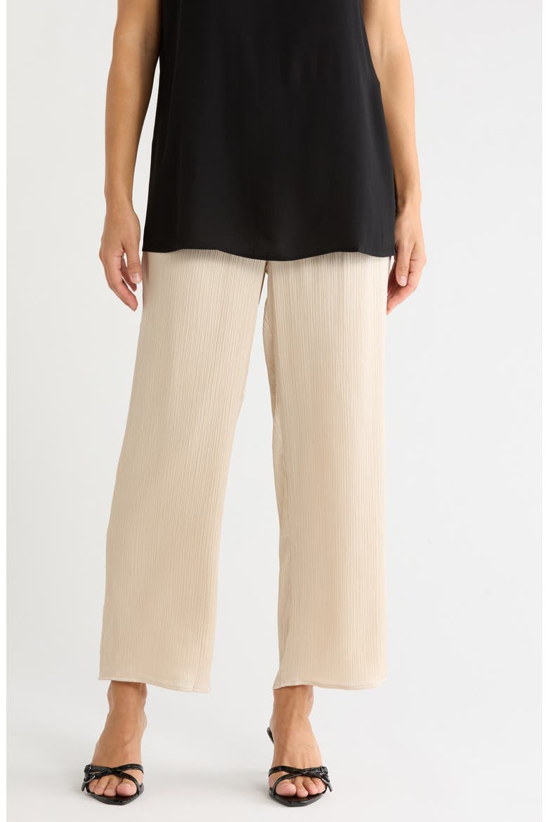 Silk Straight Ankle Pants, Main, color, ALMOND