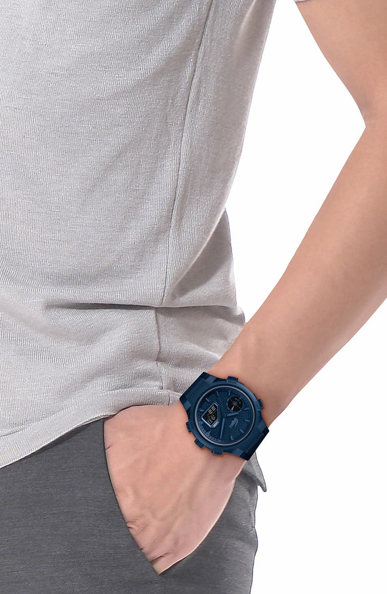 Lacoste LC33 Silicone Strap Watch, 45mm, Alternate, color, Navy