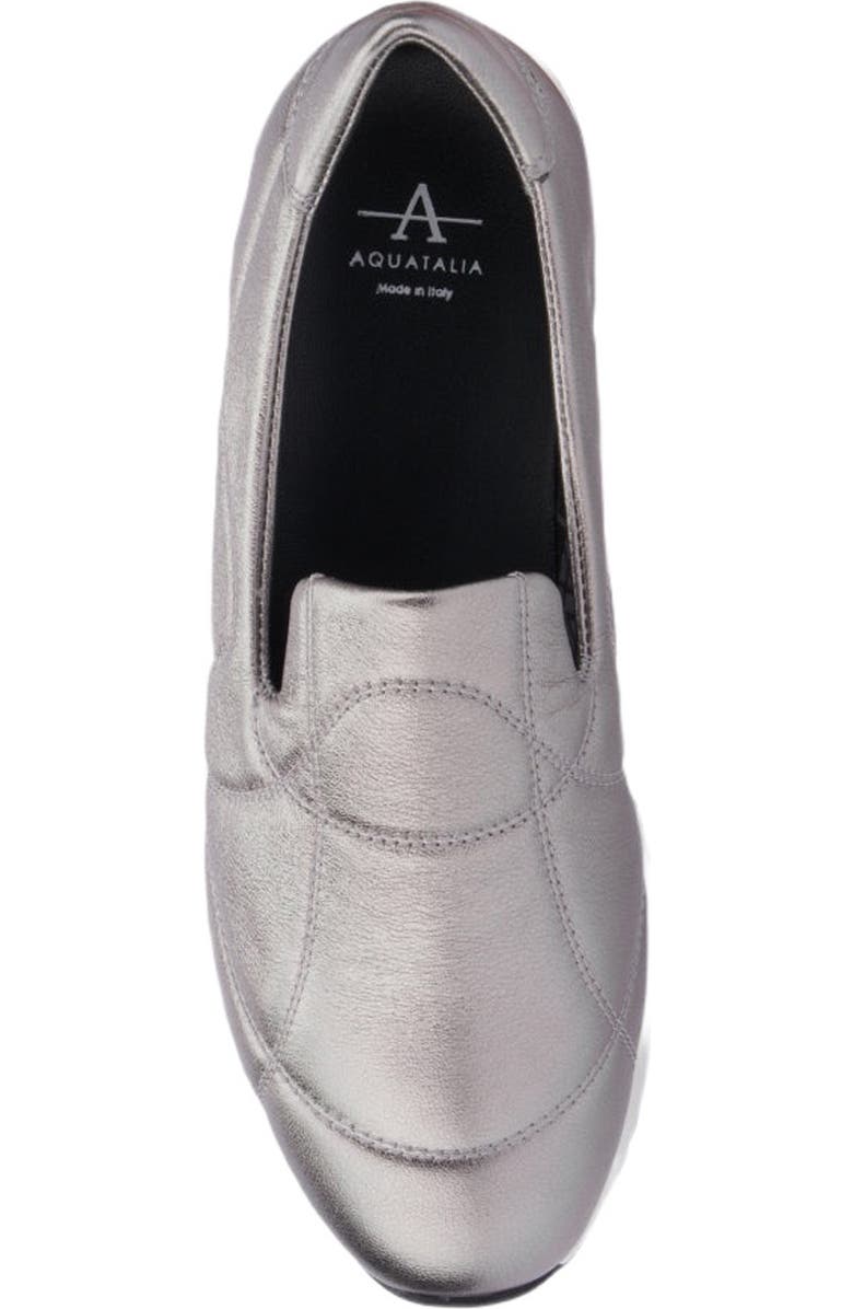 Aquatalia Katya Quilted Weatherproof Slip-On Sneaker, Alternate, color, Silver