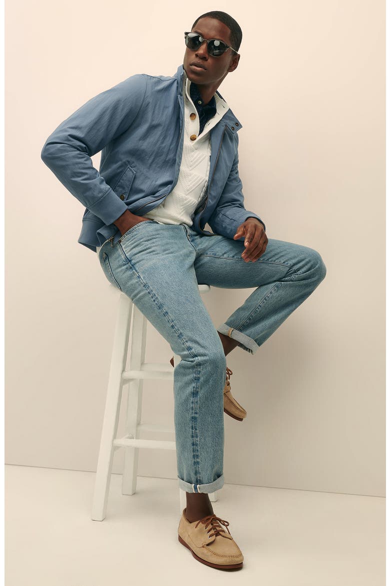 Cotton Blend Bomber Jacket, Alternate, color, BLUE HORIZON