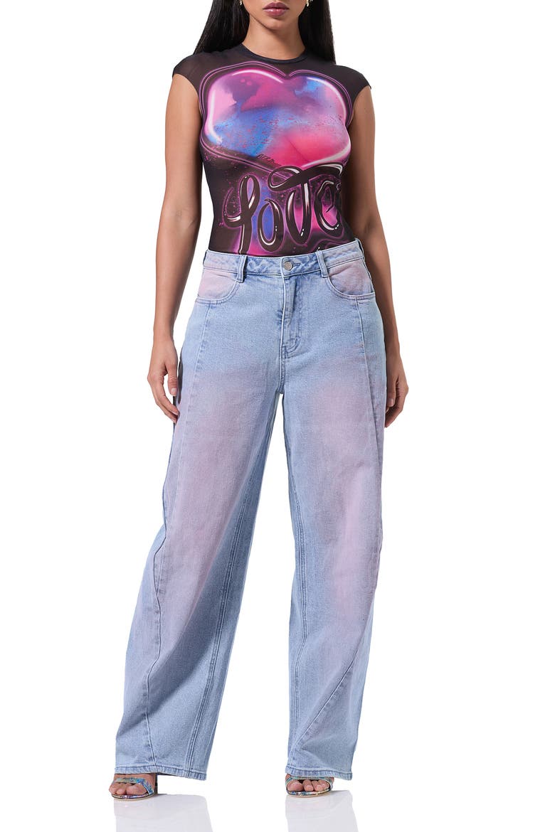 Archer High Waist Barrel Leg Jeans, Alternate, color, BLUE PINK DENIM WASH